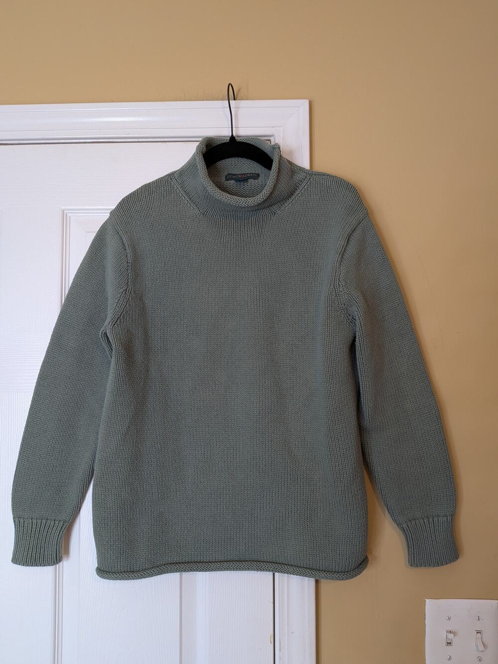 Vintage J.Crew Sage Green Cotton Roll Neck Sweater Size Small 90s Y2K Preppy